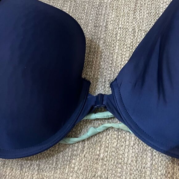 Victoria’s Secret lightly lined Demi navy/seafoam cage bra size 38D - Picture 2 of 8